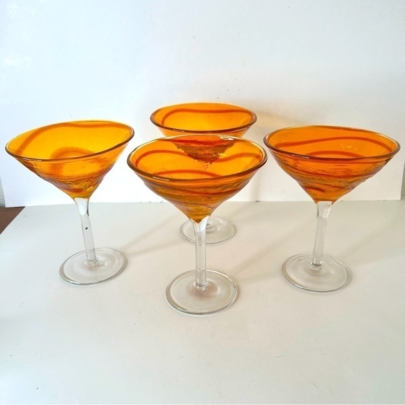 Vintage Hand Blown Margarita Glasses - Picture 1 of 8